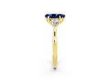 Yellow gold Three-Stone Pear Cut Blue Sapphire Ring with Pear  Side Stones in Four-Prong Setting_38