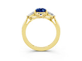 Yellow gold Three-Stone Pear Cut Blue Sapphire Ring with Pear  Side Stones in Four-Prong Setting_39