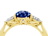 Yellow gold Three-Stone Pear Cut Blue Sapphire Ring with Pear  Side Stones in Four-Prong Setting_40