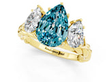 Yellow gold Three-Stone Pear Cut Blue Topaz Braided Band Ring with Four-Prong Setting_13