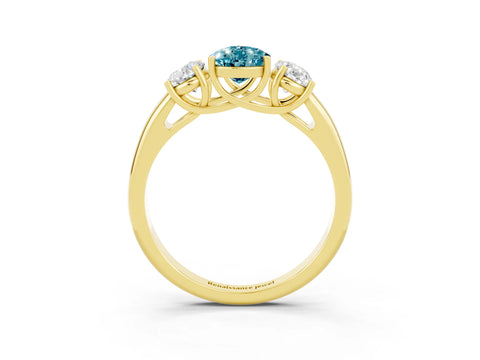 Yellow gold Three-Stone Pear Cut Blue Topaz Engagement Ring with Prong Setting_3
