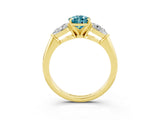 Yellow gold Three-Stone Pear Cut Blue Topaz Ring with Pear Side Stones and Four-Prong Setting_3