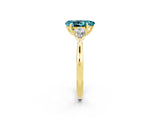 Yellow gold Three-Stone Pear Cut Blue Topaz Ring with Pear  Side Stones in Four-Prong Setting_14