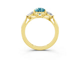 Yellow gold Three-Stone Pear Cut Blue Topaz Ring with Pear  Side Stones in Four-Prong Setting_15