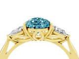 Yellow gold Three-Stone Pear Cut Blue Topaz Ring with Pear  Side Stones in Four-Prong Setting_16