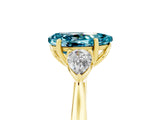 Yellow gold Three-Stone Pear Cut Blue Topaz Ring with Pear  Side Stones in Four-Prong Setting_17