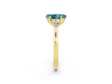 Yellow gold Three-Stone Pear Cut Blue Topaz Ring with Pear  Side Stones in Four-Prong Setting_38