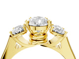 Yellow gold Three-Stone Pear Cut Brilliant Diamond Trellis Ring with Comfort Fit Band_11