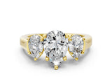 Yellow gold Three-Stone Pear Cut Brilliant Diamond Trellis Ring with Comfort Fit Band_7