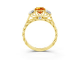 Yellow gold Three-Stone Pear Cut Citrine Braided Band Ring with Four-Prong Setting_15