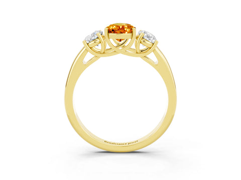 Yellow gold Three-Stone Pear Cut Citrine Engagement Ring with Prong Setting_3