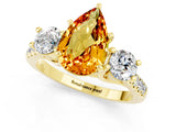 Yellow gold Three-Stone Pear Cut Citrine Pavé Band with Four-Prong Setting_1