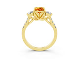 Yellow gold Three-Stone Pear Cut Citrine Pavé Band with Four-Prong Setting_3