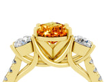 Yellow gold Three-Stone Pear Cut Citrine Pavé Band with Four-Prong Setting_4