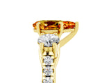 Yellow gold Three-Stone Pear Cut Citrine Pavé Band with Four-Prong Setting_5