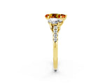 Yellow gold Three-Stone Pear Cut Citrine Ring with Pavé Band and Prong Setting_14