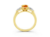 Yellow gold Three-Stone Pear Cut Citrine Ring with Pear Side Stones and Four-Prong Setting_3