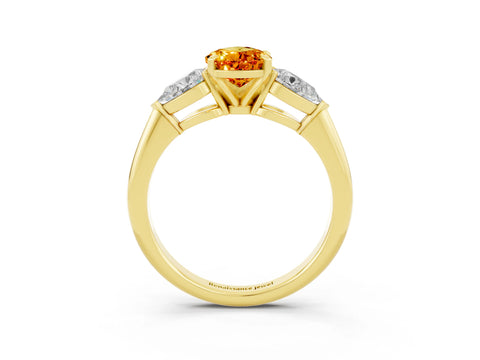 Yellow gold Three-Stone Pear Cut Citrine Ring with Pear Side Stones and Four-Prong Setting_3