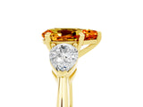 Yellow gold Three-Stone Pear Cut Citrine Ring with Pear Side Stones and Four-Prong Setting_5