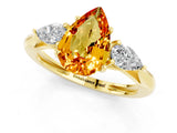 Yellow gold Three-Stone Pear Cut Citrine Ring with Pear  Side Stones in Four-Prong Setting_13