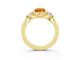 Yellow gold Three-Stone Pear Cut Citrine Ring with Pear  Side Stones in Four-Prong Setting_15