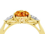 Yellow gold Three-Stone Pear Cut Citrine Ring with Pear  Side Stones in Four-Prong Setting_16