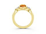 Yellow gold Three-Stone Pear Cut Citrine Ring with Pear  Side Stones in Four-Prong Setting_39
