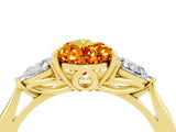 Yellow gold Three-Stone Pear Cut Citrine Ring with Pear  Side Stones in Four-Prong Setting_40