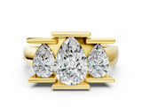 Yellow gold Three Stone Pear Cut Cut Channel Set Diamond Ring_3