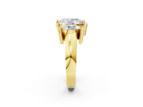 Yellow gold Three Stone Pear Cut Cut Channel Set Diamond Ring_5