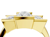 Yellow gold Three Stone Pear Cut Cut Channel Set Diamond Ring_7
