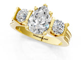 Yellow gold Three-Stone Pear Cut Cut Classic Band Prong Setting Ring_4