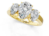 Yellow gold Three-Stone Pear Cut Cut Diamond Engagement Ring with Flat Band and Four-Prong Setting_21