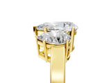 Yellow gold Three-Stone Pear Cut Cut Diamond Engagement Ring with Flat Band and Four-Prong Setting_25
