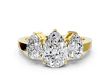 Yellow gold Three-Stone Pear Cut Cut Diamond Engagement Ring with Flat Band and Four-Prong Setting_8