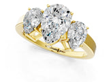 Yellow gold Three-Stone Pear Cut Cut Diamond Engagement Ring with Flat Band and Four-Prong Setting_9