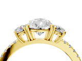 Yellow gold Three-Stone Pear Cut Cut Diamond Pavé Band with Prong Setting_19