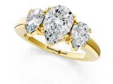 Yellow gold Three-Stone Pear Cut Cut Diamond Ring with Channel Set Band and Four-Prong Setting_12