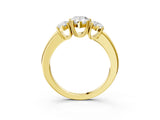 Yellow gold Three-Stone Pear Cut Cut Diamond Ring with Channel Set Band and Four-Prong Setting_14