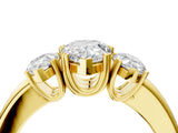 Yellow gold Three-Stone Pear Cut Cut Diamond Ring with Channel Set Band and Four-Prong Setting_15
