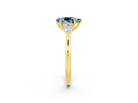 Yellow gold Three-Stone Pear Cut Cut Diamond Ring with Pear Side Stones in Four-Prong Setting_2