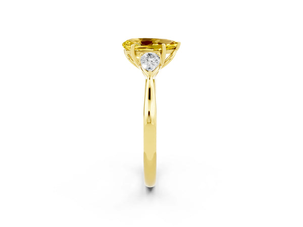 Yellow gold Three-Stone Pear Cut Yellow Sapphire Ring with Pear  Side Stones in Four-Prong Setting