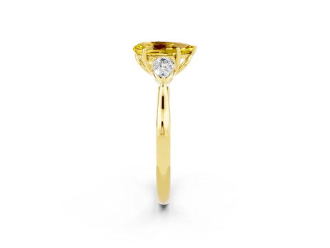Yellow gold Three-Stone Pear Cut Cut Diamond Ring with Pear Side Stones in Four-Prong Setting_2