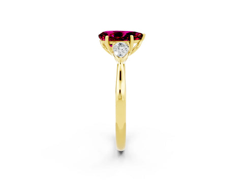 Yellow gold Three-Stone Pear Cut Cut Diamond Ring with Pear Side Stones in Four-Prong Setting_2