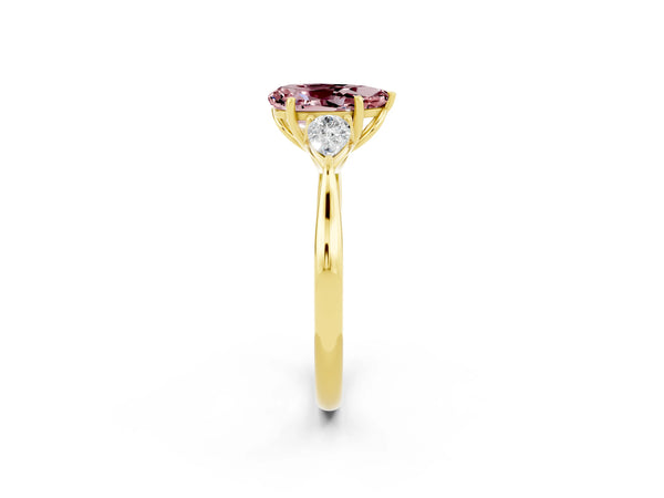 Yellow gold Three-Stone Pear Cut Cut Diamond Ring with Pear Side Stones in Four-Prong Setting