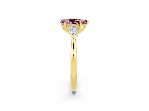 Yellow gold Three-Stone Pear Cut Cut Diamond Ring with Pear Side Stones in Four-Prong Setting_2
