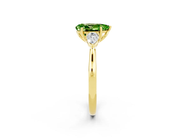 Yellow gold Three-Stone Pear Cut Cut Diamond Ring with Pear Side Stones in Four-Prong Setting