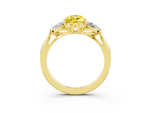 Yellow gold Three-Stone Pear Cut Cut Diamond Ring with Pear Side Stones in Four-Prong Setting_3