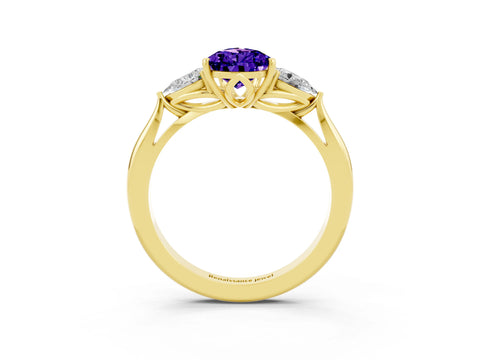 Yellow gold Three-Stone Pear Cut Cut Diamond Ring with Pear Side Stones in Four-Prong Setting_3