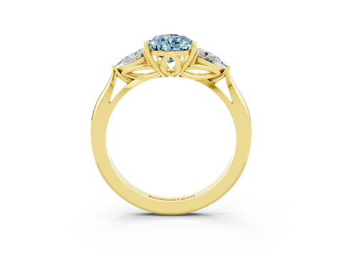 Yellow gold Three-Stone Pear Cut Cut Diamond Ring with Pear Side Stones in Four-Prong Setting_3